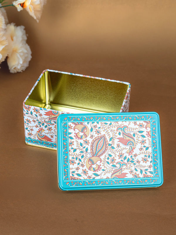 Tin Box - Floral Peacock Design - 5x3 inch - WBG1808