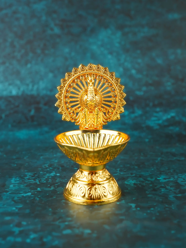 Peacock Diya - 3 inch - Gold - WBG2098-3