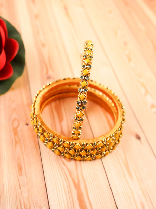Kundan Bangles - Set of 4 - 2.6 inch - WL5996-1