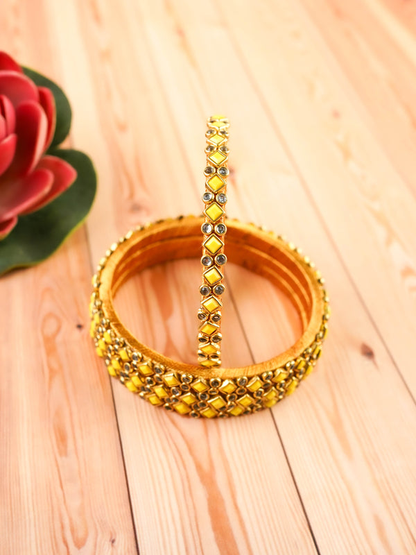Kundan Bangles - Set of 4 - 2.8 inch - WL5996-2