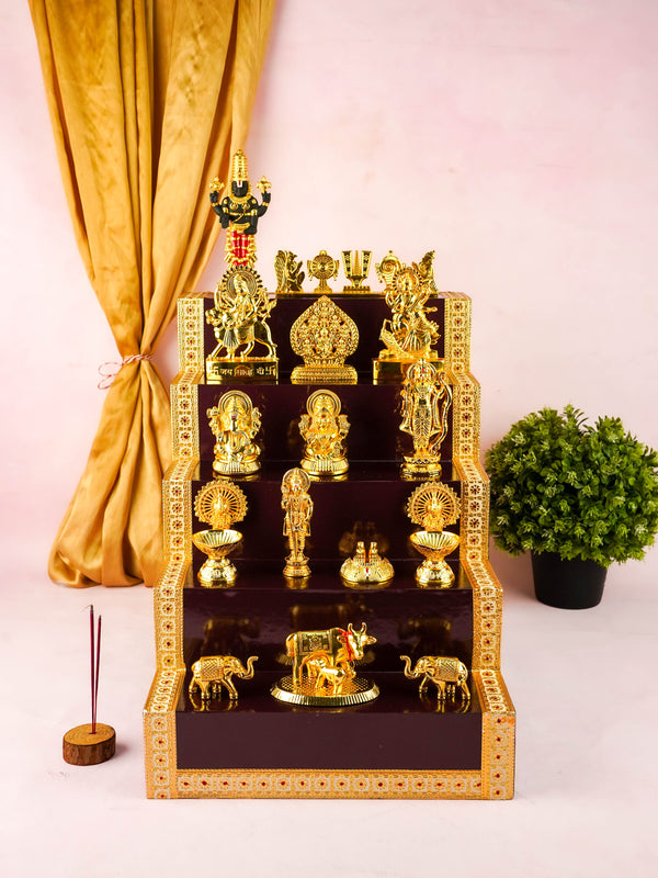 Swarna Golu - Gold Oxidized 5 Step Golu Padi & Zinc Alloy Idols - WL6021-1