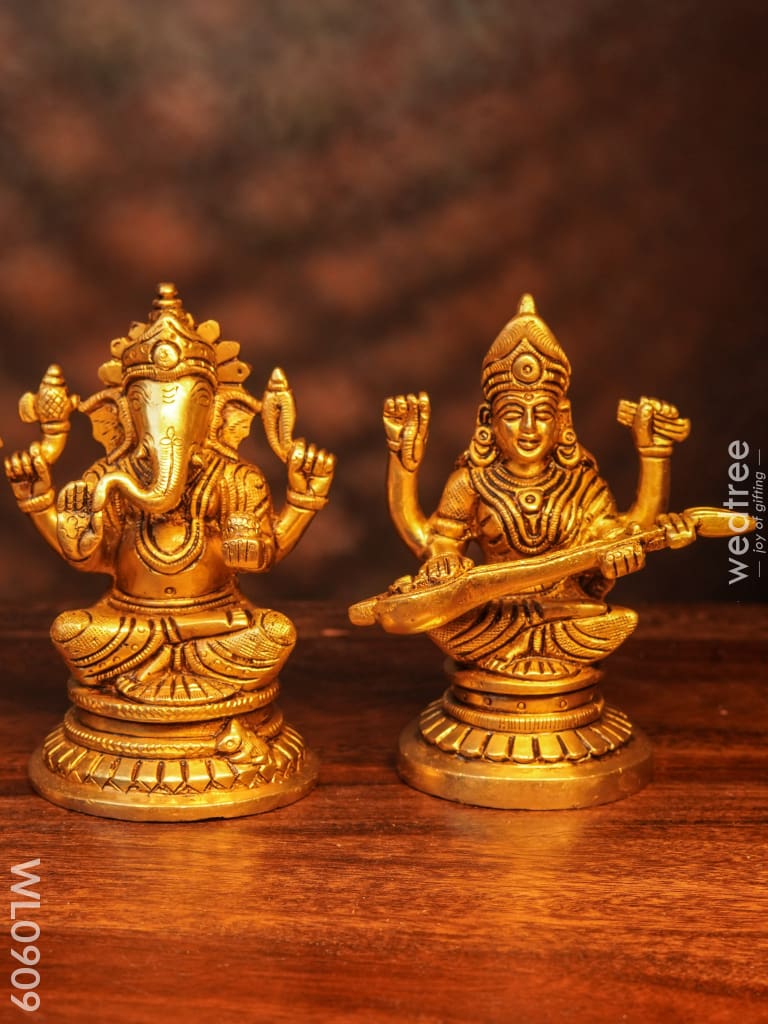 Brass Ganesh-Lakshmi-Saraswathi Idols - Wl0909 Figurines