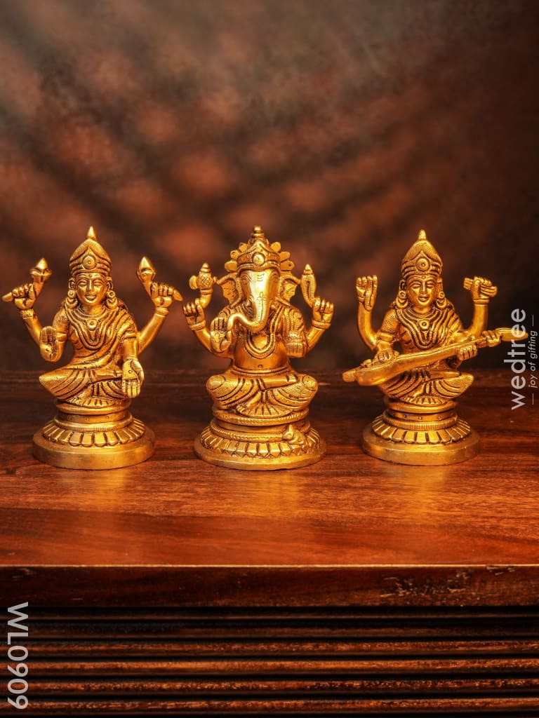 Brass Ganesh-Lakshmi-Saraswathi Idols - Wl0909 Figurines