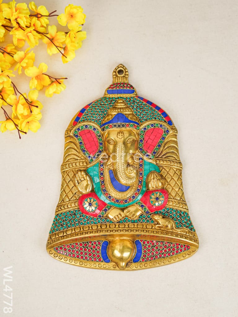Stone Work White Metal Ganesha Wall Hanging main image 1