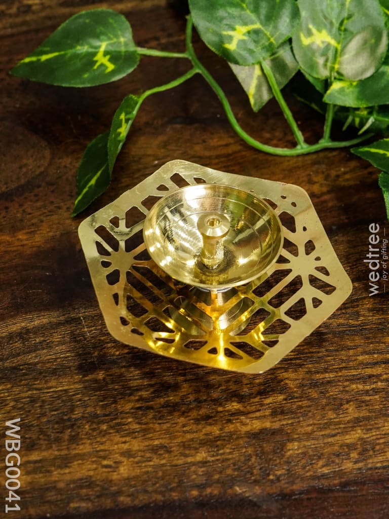 Brass Hexagon Shaped Diya - Wbg0041 Diyas
