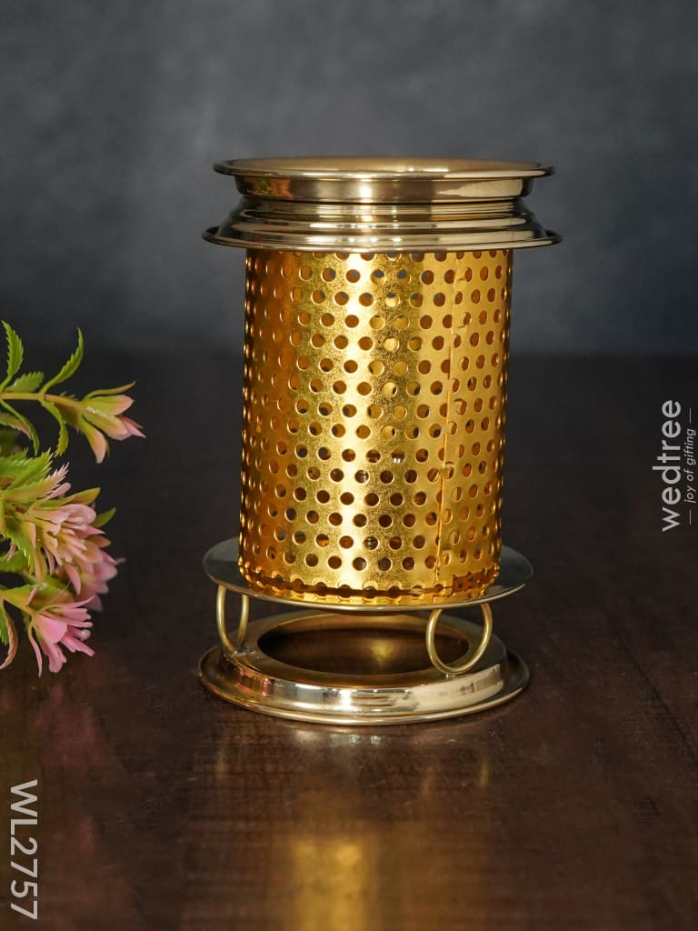Brass Jhaali Lamp With Diya - 5 Inch Wl2757