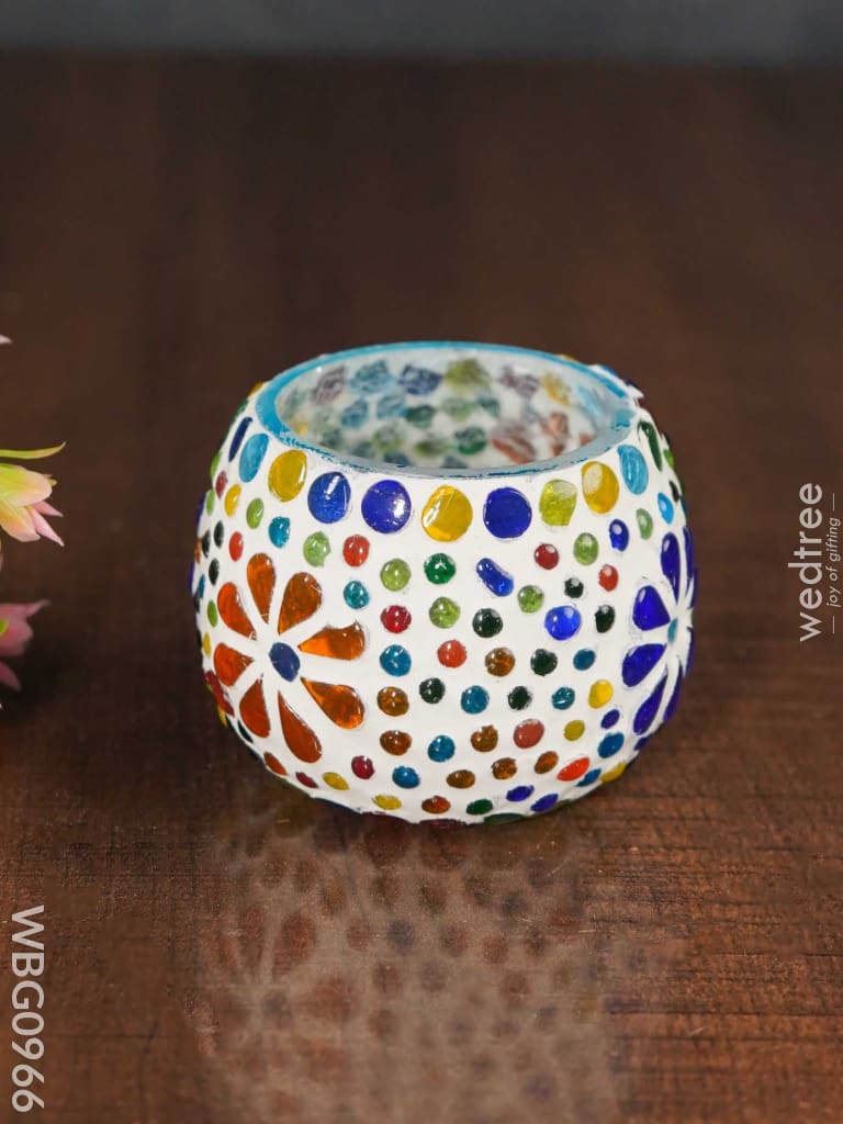 Candle Holder In Cracked Mosaic Glass - Wbg0966 Candles