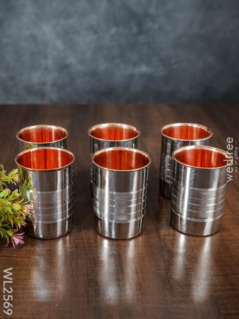 Copper With Stainless Steel Glass - Set Of 6 Wl2569 Dining Essentials