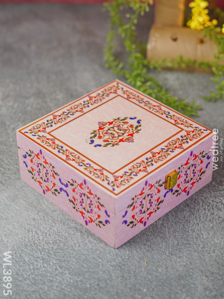 Floral Dry Fruit Box With 4 Partitions - Wl3895