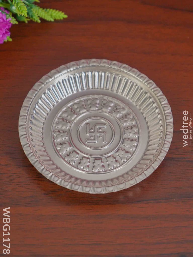 German Silver Swasthick Plate - Wbg1178 Pooja Utilities