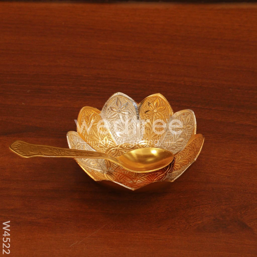 Gold Plated Bowl Set Of 4 With Plate - W4522 Utility Return Gifts