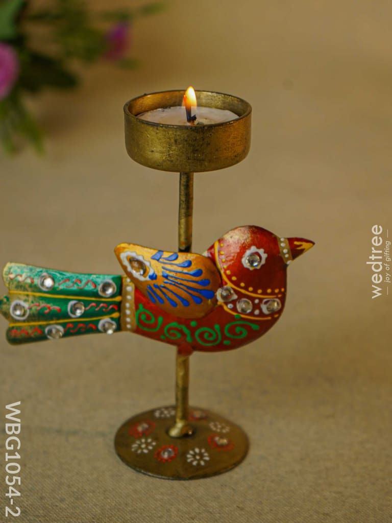 Hand-Painted Sparrow T-Light Holder - Wbg1054-2 Candles
