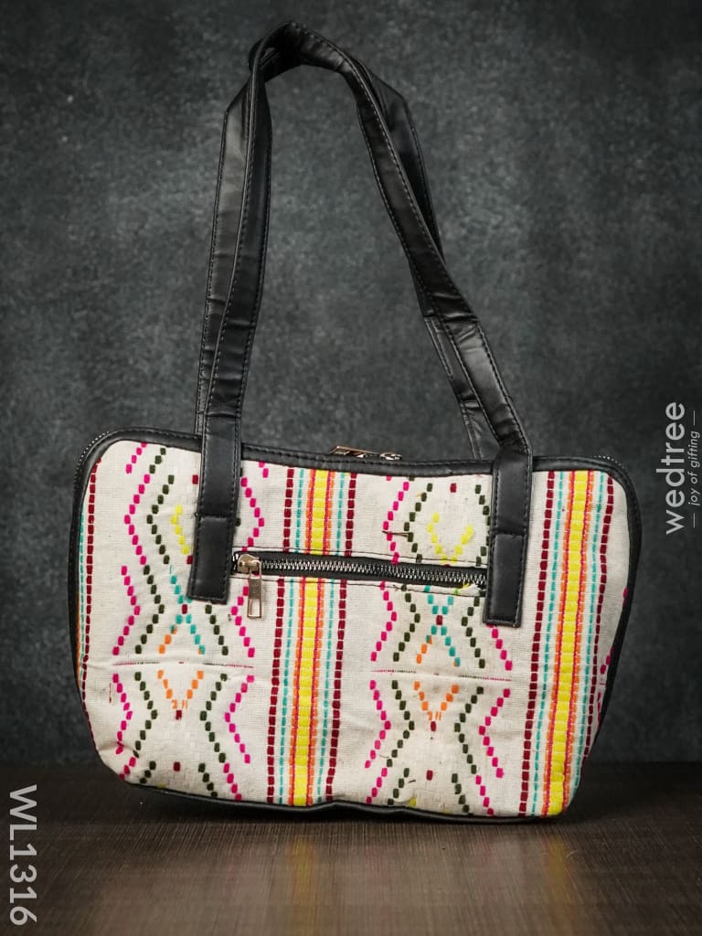Jacquard Handbag With Multicoloured Brick Design Double Zipper - Wl1316 Regular Handbags