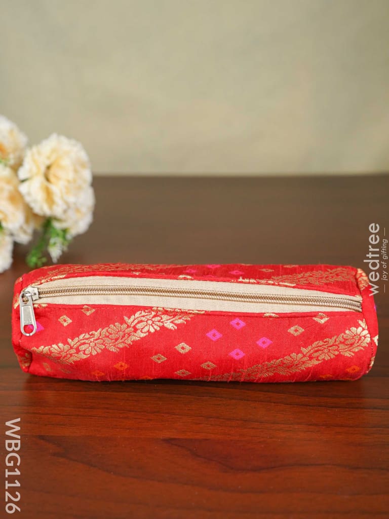 Raw Silk Fabric Pencil Pouch - Wbg1126 Kids Return Gifts