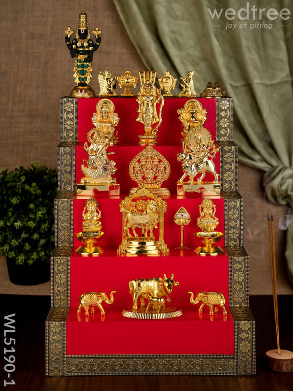 Swarna Golu - Gold Oxidized 5 Step Golu Padi & Zinc Alloy Idols - WL5190-1 - Swarna Golu
