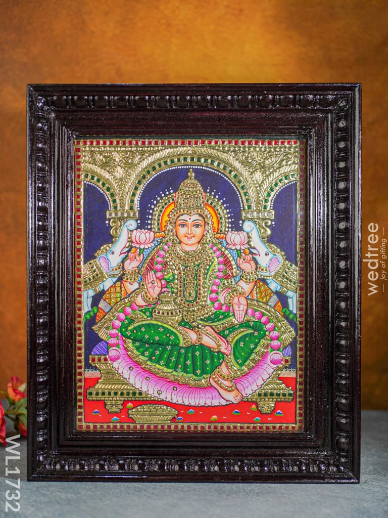 Tanjore Painting (Semi Embossed) Gajalakshmi 15X12 - Wl1732