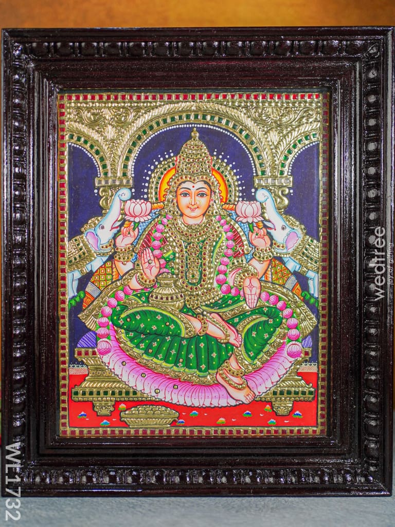 Tanjore Painting (Semi Embossed) Gajalakshmi 15X12 - Wl1732