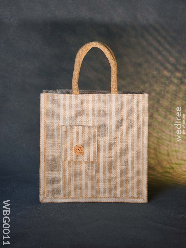 Taper Strip Jute Bag With Mobile Pouch - Wbg0011 Bags
