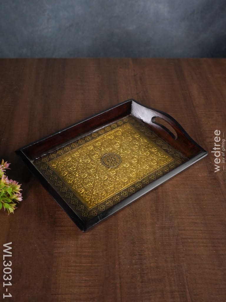 Wooden Tray With Brass Fitting - Wl3031 Small Trays