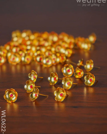 108 Flowers For Pooja - Wl0622 Gold Plated Red Stone German Silver Utility
