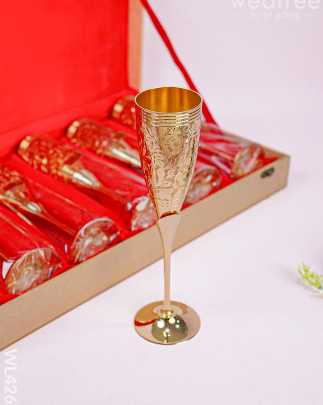 24Kt Gold Brass Wine Glass - Set Of 6 Wl4268 Utility