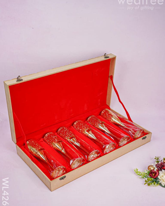 24Kt Gold Brass Wine Glass - Set Of 6 Wl4268 Utility