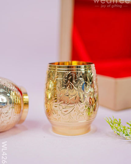 24Kt Gold Wine Glass - Set Of 2 -Wl4266 Brass Utility