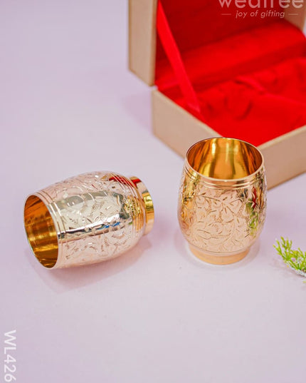 24Kt Gold Wine Glass - Set Of 2 -Wl4266 Brass Utility