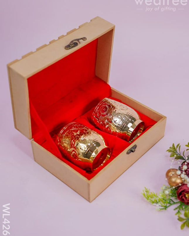 24Kt Gold Wine Glass - Set Of 2 -Wl4266 Brass Utility