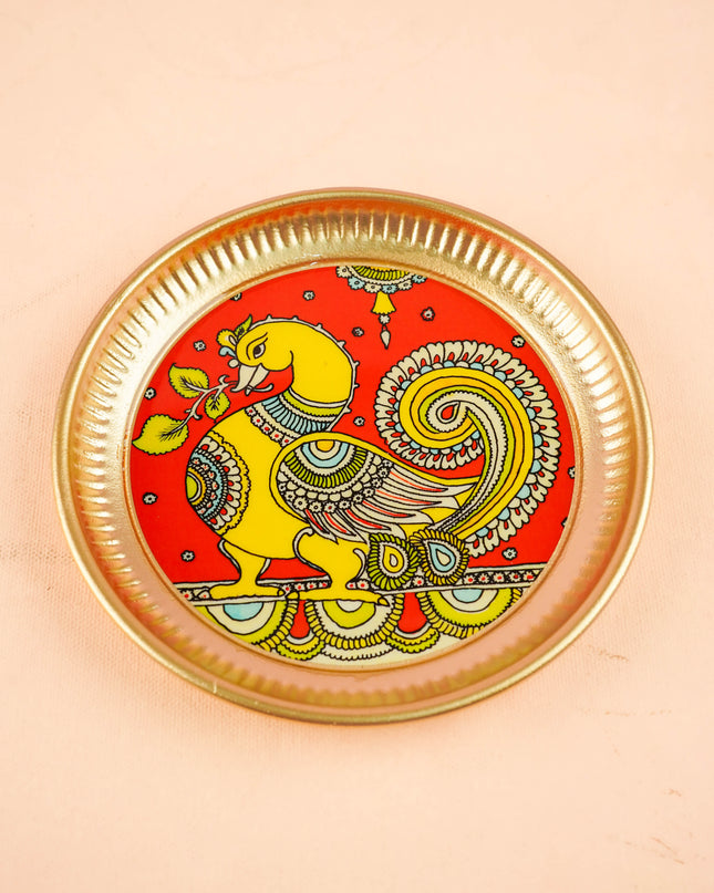 Combo: Designer String Bag with Annapakshi Haldi Kumkum & Annapakshi Plate - WGC0120