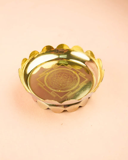 Combo: Brass Lotus Bowl with Lotus Haldi Kumkum & Designer String Bag - WGC0127
