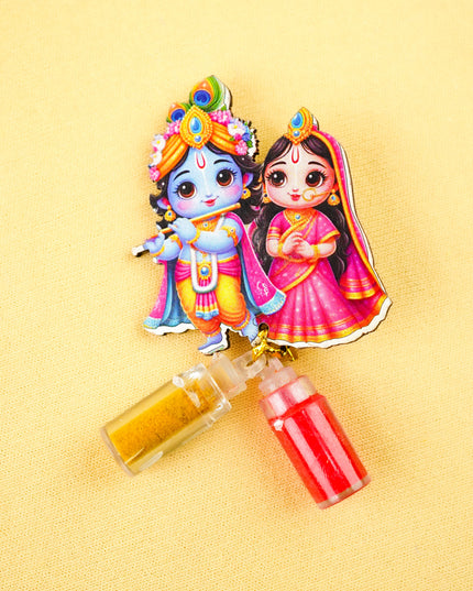 Combo: Patola String Bag with Radhakrishna Key Hanger and Haldi Kumkum - WGC0149