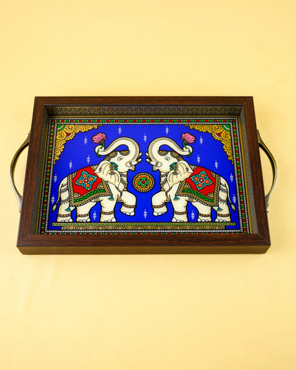 Combo: Tanjore Reverse Glass Tray with Bangles Manjal Kumkum - WGC0141