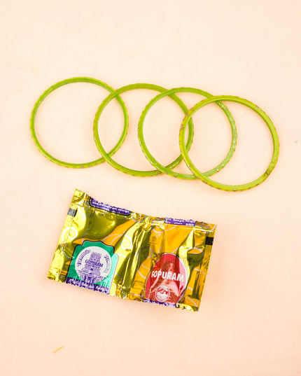 Combo: String Bag with 2 Cup Kumkum Holder & Set of 4 Bangles - WGC0126