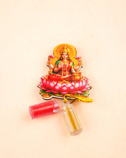 Combo: Jute Bag with Floral Plate & Lakshmi Haldi Kumkum - WGC0123