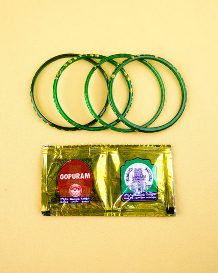 Combo: Kalamkari Korai Bag with 2 Cup Kumkum & Bangle Manjal Kumkum - WGC0143