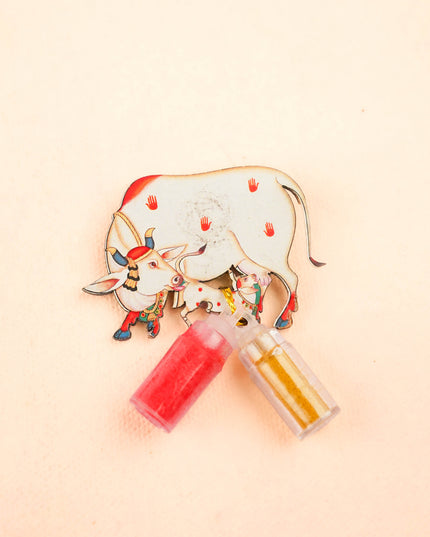Combo: Pichwai String Bag with Pichwai Key Hanger & Pichwai  Haldi Kumkum - WGC0122