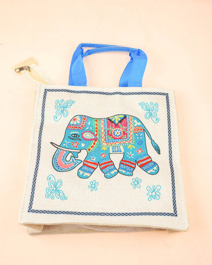Combo: Printed Handbag with Elephant Haldi Kumkum & Elephant Plate - WGC0121