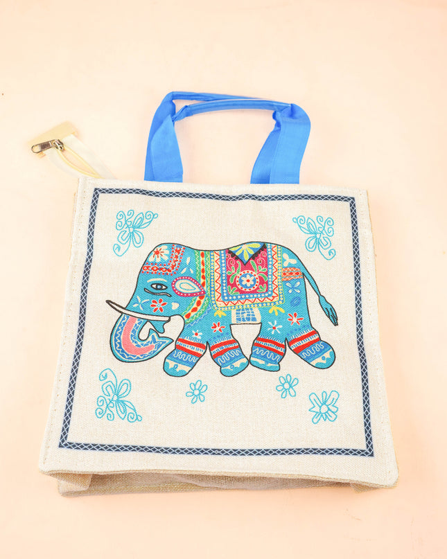 Combo: Printed Handbag with Elephant Haldi Kumkum & Elephant Plate - WGC0121