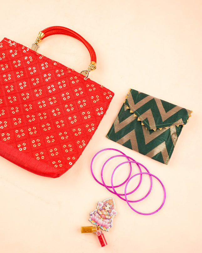 Combo: Designer Handbag with Purse & Haldi Kumkum - WGC0125
