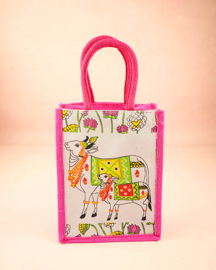 Combo: Jute Bag with Annapakshi Diya & Cow Haldi Kumkum - WGC0135