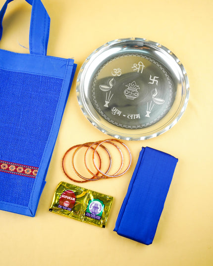 Combo: Non Woven Bag with Plate & Blouse Bit Manjal Kumkum - WGC0146