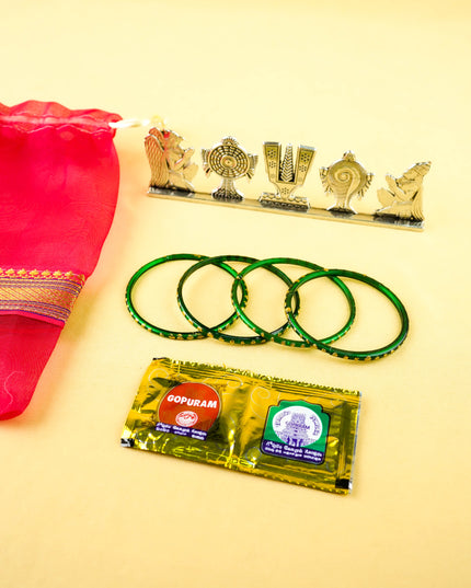 Combo: String Bag with Shank Chakra Namam Stand & Bangle Manjal Kumkum- WGC0144