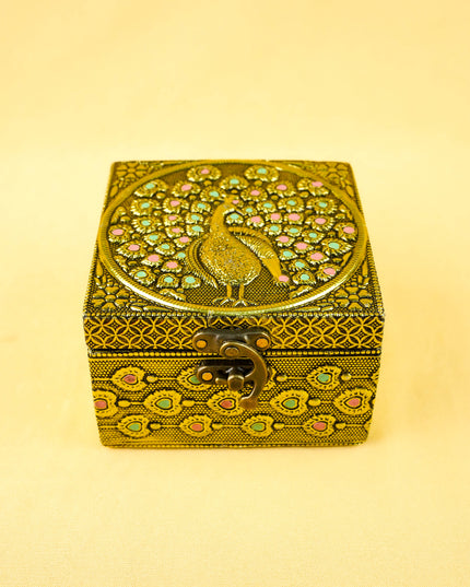 Combo: Jute Bag with Peacock Jewel Box & Bangle Manjal Kumkum - WGC0160
