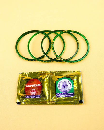 Combo: Jute Bag with Peacock Jewel Box & Bangle Manjal Kumkum - WGC0160