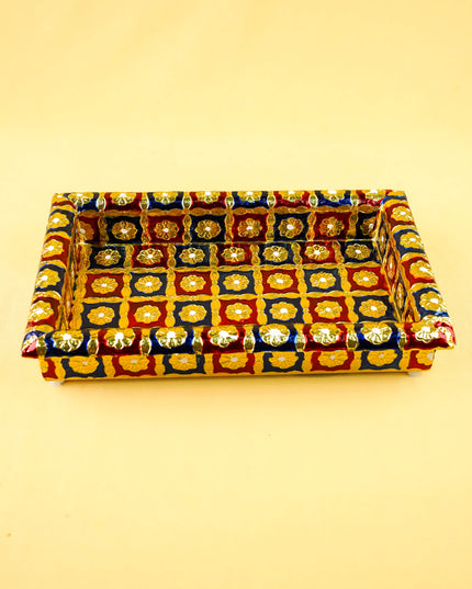 Combo: Jute Bag with Meenakari Tray with Bangle Manjal Kumkum - WGC0147