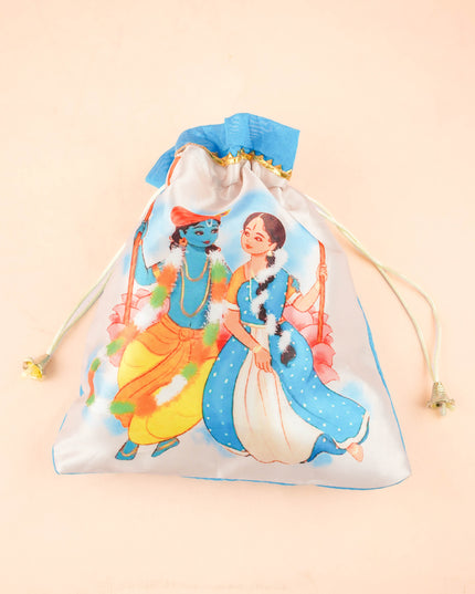 Combo: Radhakrishna String Bag with Jewel Box & Haldi Kumkum - WGC0128