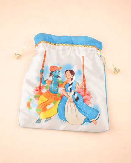 Combo: Radhakrishna String Bag with Jewel Box & Haldi Kumkum - WGC0128
