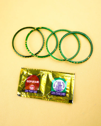Combo: Jute Bag with 2 Glass Set and Bangle Manjal Kumkum - WGC0148