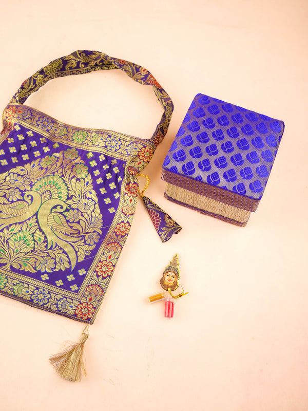 Combo: Designer Bag with Korai Box & Amman Face Haldi Kumkum - WGC0131